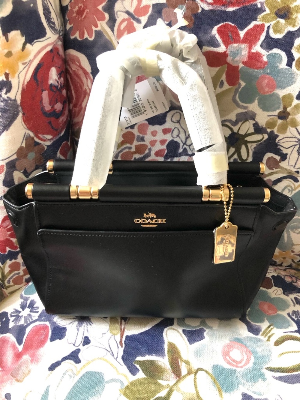 NWT Coach Black Leather Mini Tote  Handbag (original $295)